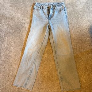 Zara Womens Grey Washed Denim Raw Hem Jeans Size 2